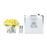 Cote Noire Perfumed Natural Touch Five Roses Yellow - Silver & Clear Glass